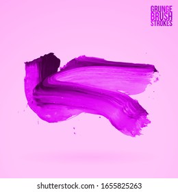 Pincel púrpura y textura. Grunge vectorial abstracto de la mano - elemento pintado. Diseño de subrayado y borde.