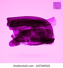 Purple brush stroke and texture. Grunge vector abstract hand - painted element. Underline and border design.