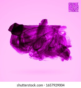 Purple brush stroke and texture. Grunge vector abstract hand - painted element. Underline and border design.