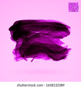 Pincel púrpura y textura. Grunge vectorial abstracto de la mano - elemento pintado. Diseño de subrayado y borde.