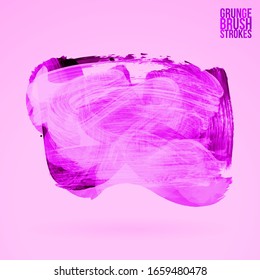 Purple brush stroke and texture. Grunge vector abstract hand - painted element. Underline and border design.