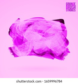 Purple brush stroke and texture. Grunge vector abstract hand - painted element. Underline and border design.