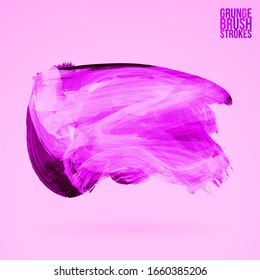 Purple brush stroke and texture. Grunge vector abstract hand - painted element. Underline and border design.