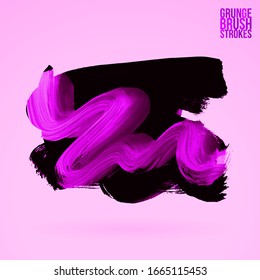 Pincel púrpura y textura. Grunge vectorial abstracto de la mano - elemento pintado. Diseño de subrayado y borde.