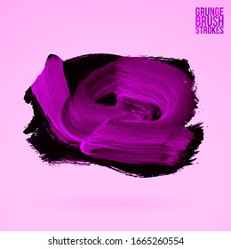 violetter Pinselstrich und Textur. Abstrakte Vektorillustration Grunge - gemalt Element. Unterstreichen und Grenzdesign.