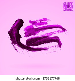 Purple brush stroke and texture. Grunge vector abstract hand - painted element. Underline and border design.
