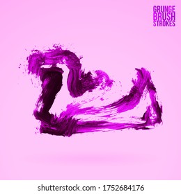 Purple brush stroke and texture. Grunge vector abstract hand - painted element. Underline and border design.