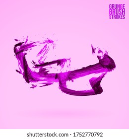 Trazo y textura de pincel morado. Grunge vector abstracto mano - elemento pintado. Diseño de subrayado y borde.