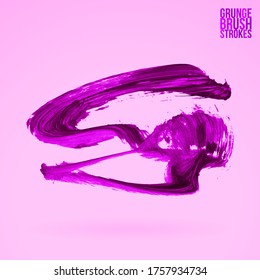 Trazo y textura de pincel morado. Grunge vector abstracto mano - elemento pintado. Diseño de subrayado y borde.