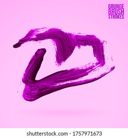 Purple brush stroke and texture. Grunge vector abstract hand - painted element. Underline and border design.