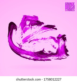 Purple brush stroke and texture. Grunge vector abstract hand - painted element. Underline and border design.