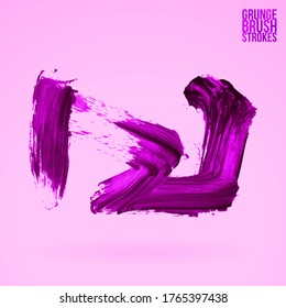 Trazo y textura de pincel morado. Grunge vector abstracto mano - elemento pintado. Diseño de subrayado y borde.