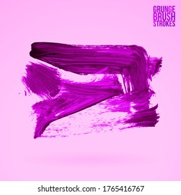 Trazo y textura de pincel morado. Grunge vector abstracto mano - elemento pintado. Diseño de subrayado y borde.