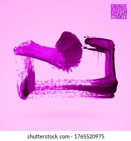 Purple brush stroke and texture. Grunge vector abstract hand - painted element. Underline and border design.