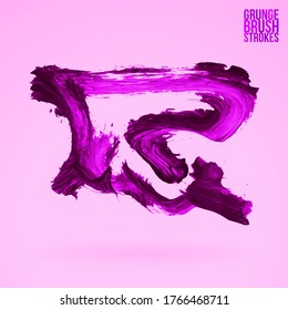 Trazo y textura de pincel morado. Grunge vector abstracto mano - elemento pintado. Diseño de subrayado y borde.