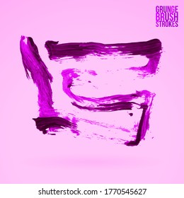 Trazo y textura de pincel morado. Grunge vector abstracto mano - elemento pintado. Diseño de subrayado y borde.