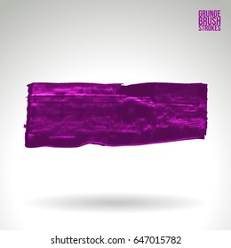 Purple brush stroke and texture. Grunge vector abstract hand - painted element. Underline and border design.