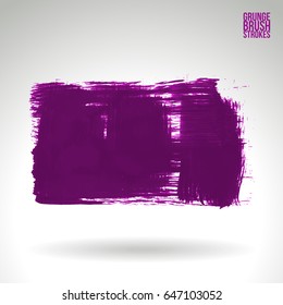 Purple brush stroke and texture. Grunge vector abstract hand - painted element. Underline and border design.