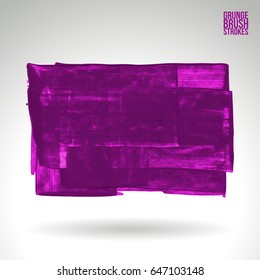 Purple brush stroke and texture. Grunge vector abstract hand - painted element. Underline and border design.