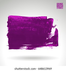 Purple brush stroke and texture. Grunge vector abstract hand - painted element. Underline and border design.