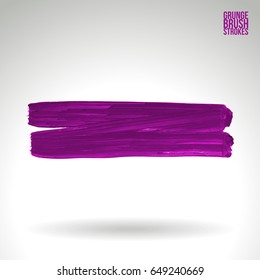 Purple brush stroke and texture. Grunge vector abstract hand - painted element. Underline and border design.