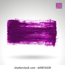 Purple brush stroke and texture. Grunge vector abstract hand - painted element. Underline and border design.