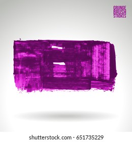 Purple brush stroke and texture. Grunge vector abstract hand - painted element. Underline and border design.