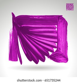 Purple brush stroke and texture. Grunge vector abstract hand - painted element. Underline and border design.