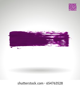 Purple brush stroke and texture. Grunge vector abstract hand - painted element. Underline and border design.
