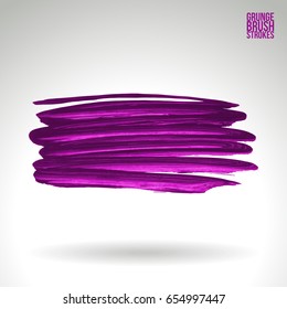 Purple brush stroke and texture. Grunge vector abstract hand - painted element. Underline and border design.