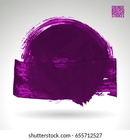 Purple brush stroke and texture. Grunge vector abstract hand - painted element. Underline and border design.