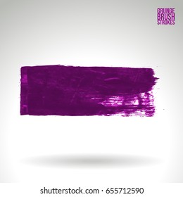Purple brush stroke and texture. Grunge vector abstract hand - painted element. Underline and border design.