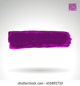 Purple brush stroke and texture. Grunge vector abstract hand - painted element. Underline and border design.