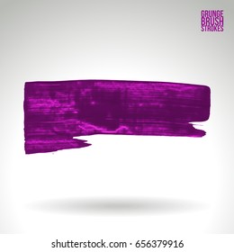Purple brush stroke and texture. Grunge vector abstract hand - painted element. Underline and border design.