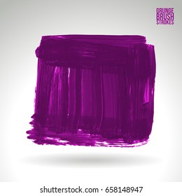 Purple brush stroke and texture. Grunge vector abstract hand - painted element. Underline and border design.