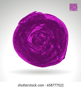 Purple brush stroke and texture. Grunge vector abstract hand - painted element. Underline and border design.