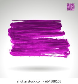 Purple brush stroke and texture. Grunge vector abstract hand - painted element. Underline and border design.