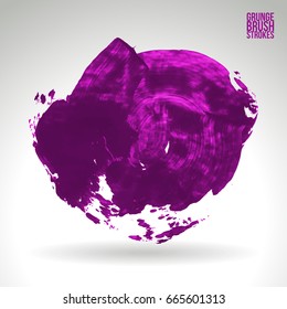 Purple brush stroke and texture. Grunge vector abstract hand - painted element. Underline and border design.