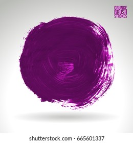 Purple brush stroke and texture. Grunge vector abstract hand - painted element. Underline and border design.