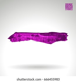 Purple brush stroke and texture. Grunge vector abstract hand - painted element. Underline and border design.