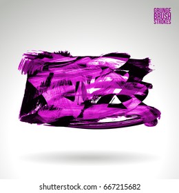 Purple brush stroke and texture. Grunge vector abstract hand - painted element. Underline and border design.
