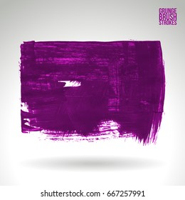 Purple brush stroke and texture. Grunge vector abstract hand - painted element. Underline and border design.