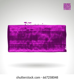 Purple brush stroke and texture. Grunge vector abstract hand - painted element. Underline and border design.