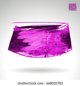 Purple brush stroke and texture. Grunge vector abstract hand - painted element. Underline and border design.