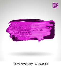 Purple brush stroke and texture. Grunge vector abstract hand - painted element. Underline and border design.