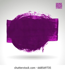 Purple brush stroke and texture. Grunge vector abstract hand - painted element. Underline and border design.