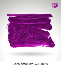 Purple brush stroke and texture. Grunge vector abstract hand - painted element. Underline and border design.