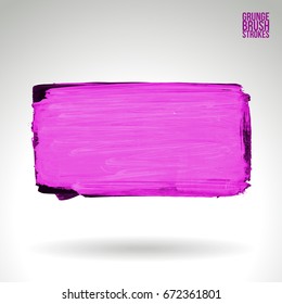 Purple brush stroke and texture. Grunge vector abstract hand - painted element. Underline and border design.