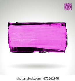Purple brush stroke and texture. Grunge vector abstract hand - painted element. Underline and border design.