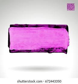 Purple brush stroke and texture. Grunge vector abstract hand - painted element. Underline and border design.